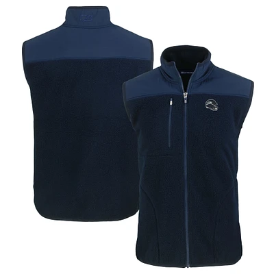 Men's Cutter & Buck  Navy Seattle Seahawks Helmet Cascade Eco Sherpa Fleece Full-Zip Vest