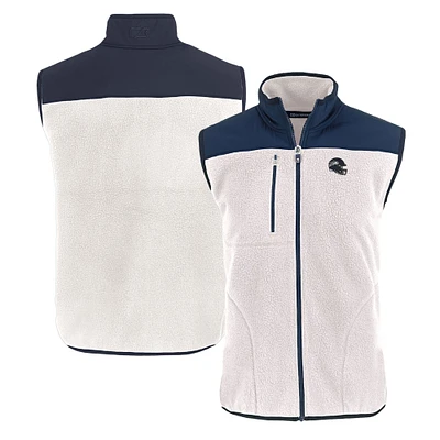Men's Cutter & Buck  Oatmeal Seattle Seahawks Helmet Cascade Eco Sherpa Fleece Full-Zip Vest