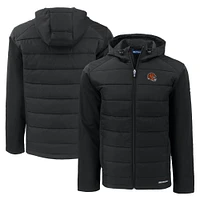 Men's Cutter & Buck Cincinnati Bengals Helmet Evoke Hybrid Eco Softshell Recycled Full-Zip Hoodie Jacket