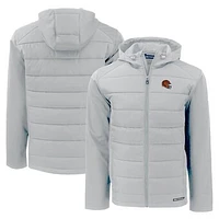 Men's Cutter & Buck Cincinnati Bengals Helmet Evoke Hybrid Eco Softshell Recycled Full-Zip Hoodie Jacket
