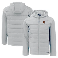 Men's Cutter & Buck Cincinnati Bengals Helmet Evoke Hybrid Eco Softshell Recycled Full-Zip Hoodie Jacket