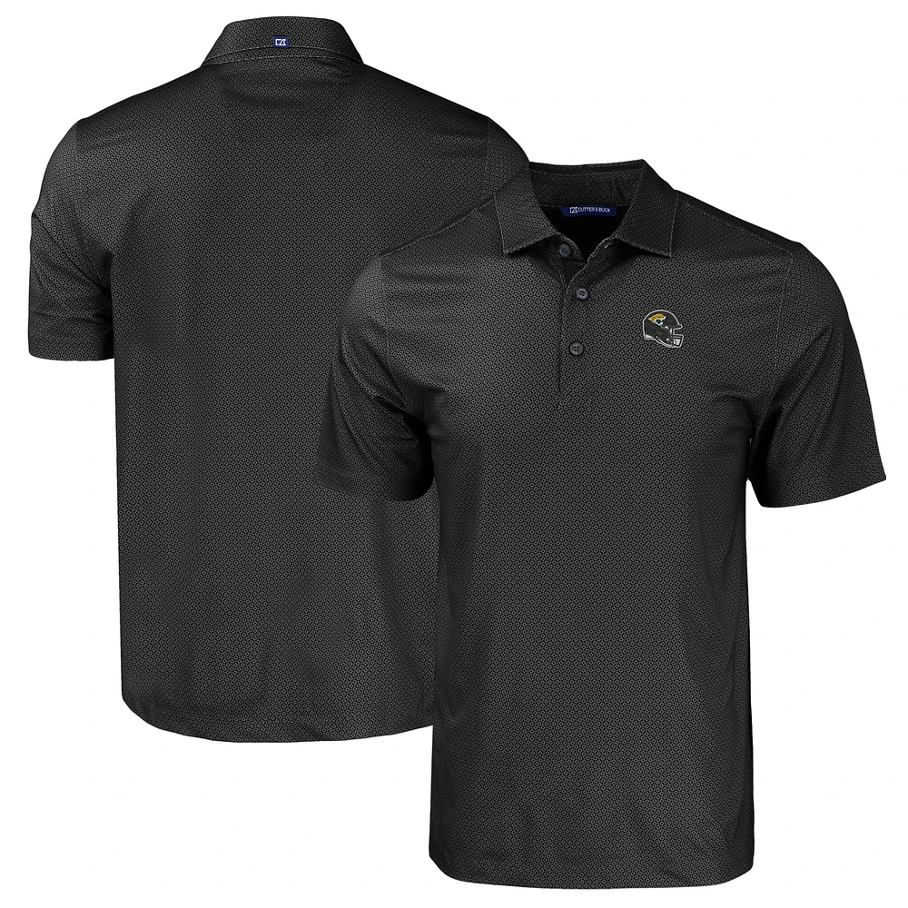 Men's Cutter & Buck  Black Jacksonville Jaguars Helmet Big & Tall Pike Eco Tonal Geo Print Stretch Recycled Polo