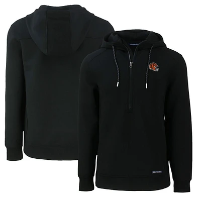 Men's Cutter & Buck Black Cincinnati Bengals Helmet Roam Eco Half-Zip Recycled Pullover Hoodie