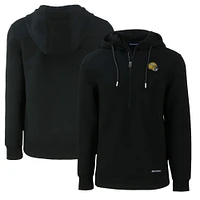 Men's Cutter & Buck Black Green Bay Packers Helmet Roam Eco Half-Zip Recycled Pullover Hoodie