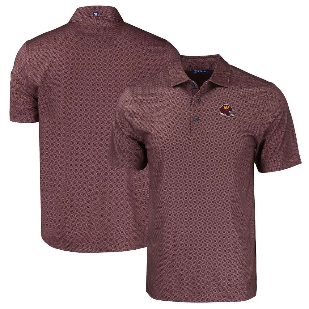 Men's Cutter & Buck Washington Commanders Helmet Big Tall Pike Eco Tonal Geo Print Stretch Recycled Polo