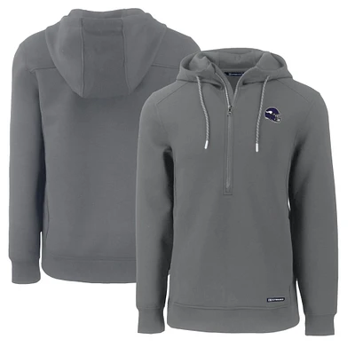 Men's Cutter & Buck Minnesota Vikings Helmet Roam Eco Half-Zip Recycled Pullover Hoodie