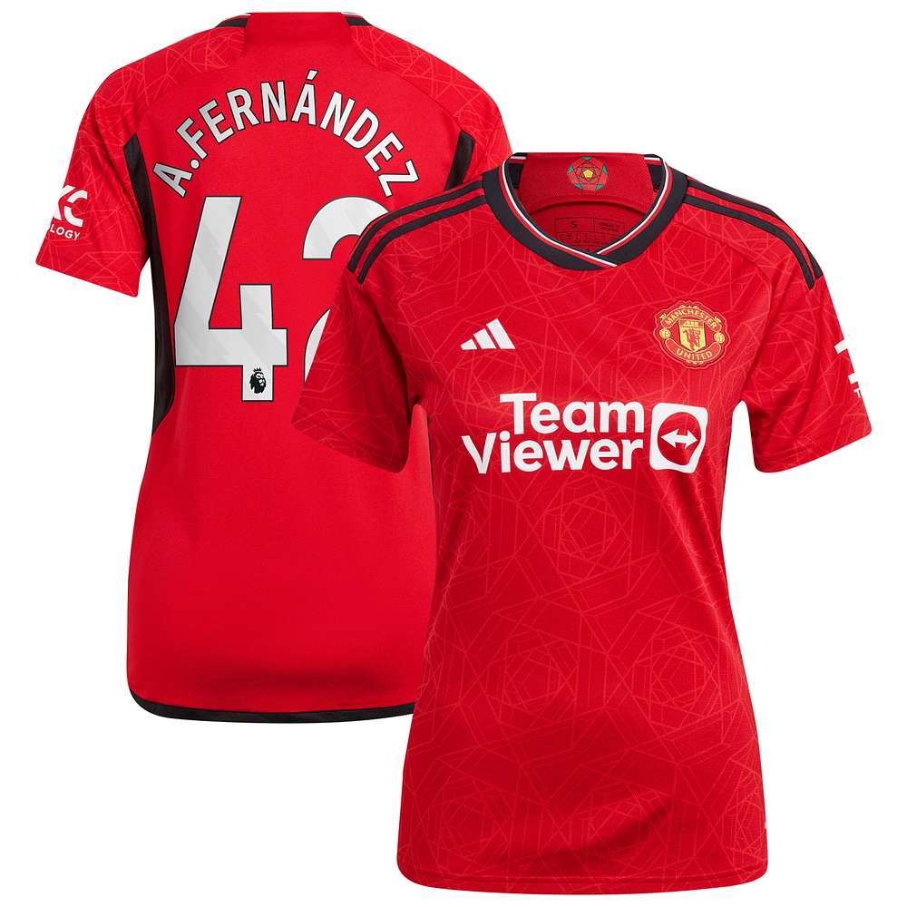 Women's adidas Alvaro Fernández Red Manchester United 2023/24 Home Replica Player Jersey
