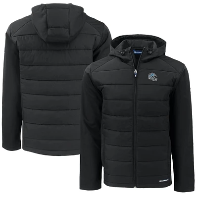 Men's Cutter & Buck Detroit Lions Helmet Big Tall Evoke Hybrid Eco Softshell Recycled Full-Zip Hoodie Jacket