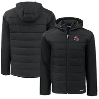 Men's Cutter & Buck  Black Kansas City Chiefs Helmet Big Tall Evoke Hybrid Eco Softshell Recycled Full-Zip Hoodie Jacket