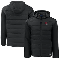 Men's Cutter & Buck  Black Kansas City Chiefs Helmet Big Tall Evoke Hybrid Eco Softshell Recycled Full-Zip Hoodie Jacket