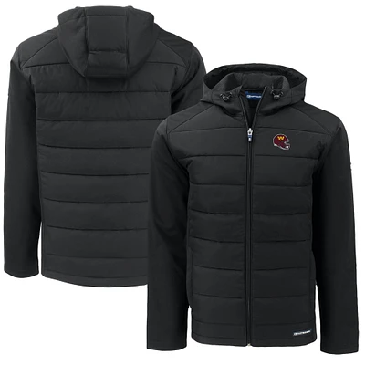 Men's Cutter & Buck  Black Washington Commanders Helmet Big Tall Evoke Hybrid Eco Softshell Recycled Full-Zip Jacket