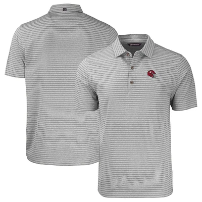 Men's Cutter & Buck  Heather Gray Kansas City Chiefs Helmet Big & Tall Forge Eco Heather Stripe Stretch Recycled Polo