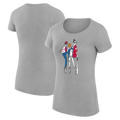 Women's G-III 4Her by Carl Banks  Heather Gray Philadelphia Phillies Baseball Girls Fitted T-Shirt