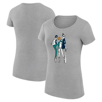 Women's G-III 4Her by Carl Banks  Heather Gray Seattle Mariners Baseball Girls Fitted T-Shirt