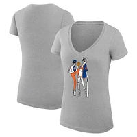 Women's G-III 4Her by Carl Banks Heather Gray New York Mets Baseball V-Neck Fitted T-Shirt