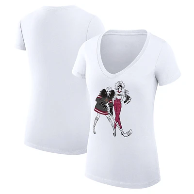 Women's G-III 4Her by Carl Banks  White Arizona Coyotes Hockey Girls V-Neck Fitted T-Shirt