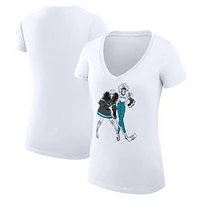 Women's G-III 4Her by Carl Banks  White San Jose Sharks Hockey Girls V-Neck Fitted T-Shirt