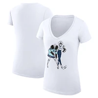 Women's G-III 4Her by Carl Banks  White Seattle Kraken Hockey Girls V-Neck Fitted T-Shirt