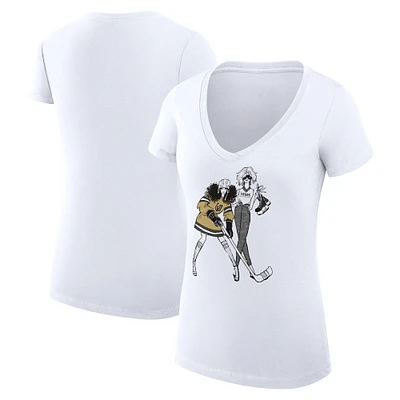 Women's G-III 4Her by Carl Banks  White Vegas Golden Knights Hockey Girls V-Neck Fitted T-Shirt