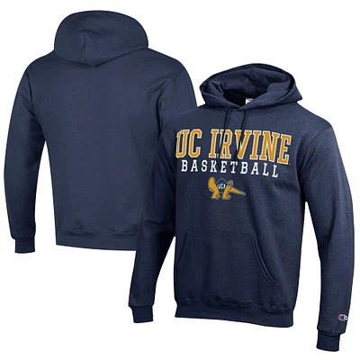 Men's Champion  Navy UC Irvine Anteaters Stacked Logo Basketball Eco Powerblend Pullover Hoodie