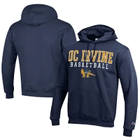 Men's Champion  Navy UC Irvine Anteaters Stacked Logo Basketball Eco Powerblend Pullover Hoodie