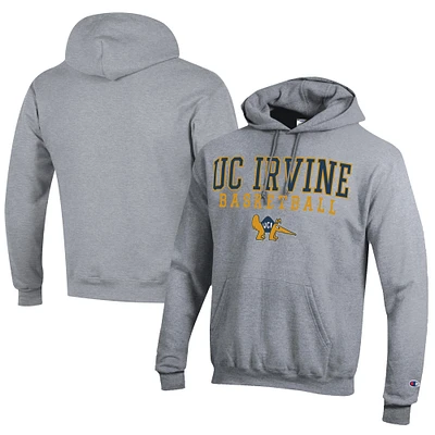 Men's Champion  Gray UC Irvine Anteaters Stacked Logo Basketball Eco Powerblend Pullover Hoodie