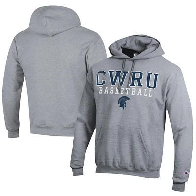 Men's Champion  Gray Case Western Reserve Spartans Stacked Logo Basketball Eco Powerblend Pullover Hoodie