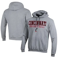Men's Champion Cincinnati Bearcats Stacked Logo Basketball Eco Powerblend Pullover Hoodie