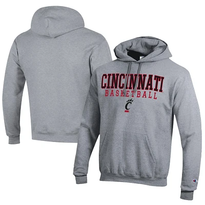 Men's Champion Cincinnati Bearcats Stacked Logo Basketball Eco Powerblend Pullover Hoodie