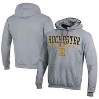 Men's Champion  Gray Rochester Yellow Jackets Stacked Logo Basketball Eco Powerblend Pullover Hoodie