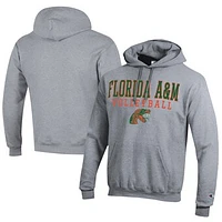 Men's Champion Florida A&M Rattlers Stacked Logo Volleyball Eco Powerblend Pullover Hoodie