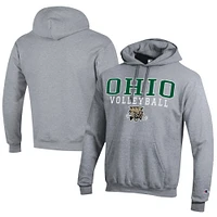 Men's Champion Ohio Bobcats Stacked Logo Volleyball Eco Powerblend Pullover Hoodie
