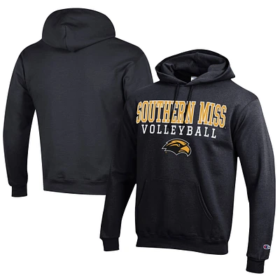 Men's Champion Southern Miss Golden Eagles Stacked Logo Volleyball Eco Powerblend Pullover Hoodie