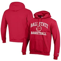 Men's Champion  Cardinal Ball State Cardinals Icon Logo Basketball Eco Powerblend Pullover Hoodie