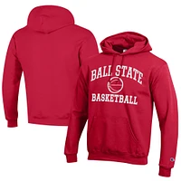 Men's Champion  Cardinal Ball State Cardinals Icon Logo Basketball Eco Powerblend Pullover Hoodie
