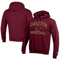 Men's Champion  Maroon Charleston Cougars Icon Logo Basketball Eco Powerblend Pullover Hoodie