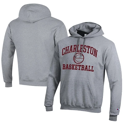 Men's Champion  Gray Charleston Cougars Icon Logo Basketball Eco Powerblend Pullover Hoodie