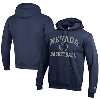 Men's Champion  Navy Nevada Wolf Pack Icon Logo Basketball Eco Powerblend Pullover Hoodie