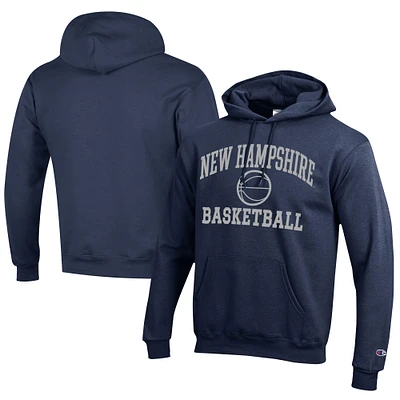 Men's Champion  Navy New Hampshire Wildcats Icon Logo Basketball Eco Powerblend Pullover Hoodie