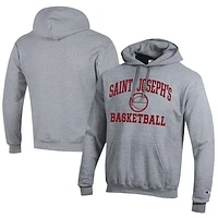Men's Champion  Gray Saint Joseph's Hawks Icon Logo Basketball Eco Powerblend Pullover Hoodie