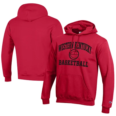 Men's Champion  Red Western Kentucky Hilltoppers Icon Logo Basketball Eco Powerblend Pullover Hoodie