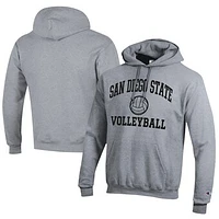 Men's Champion  Gray San Diego State Aztecs Icon Logo Volleyball Eco Powerblend Pullover Hoodie
