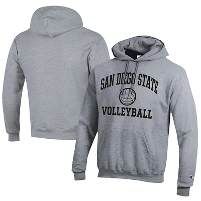 Men's Champion  Gray San Diego State Aztecs Icon Logo Volleyball Eco Powerblend Pullover Hoodie