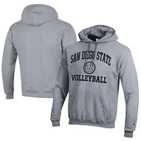 Men's Champion  Gray San Diego State Aztecs Icon Logo Volleyball Eco Powerblend Pullover Hoodie