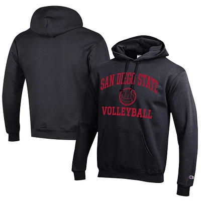 Men's Champion  Black San Diego State Aztecs Icon Logo Volleyball Eco Powerblend Pullover Hoodie