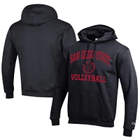 Men's Champion  Black San Diego State Aztecs Icon Logo Volleyball Eco Powerblend Pullover Hoodie