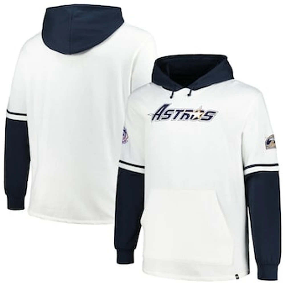 Men's '47 White/Navy Houston Astros Big & Tall Trifecta Shortstop Pullover Hoodie