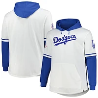 Men's '47 White/Royal Los Angeles Dodgers Big & Tall Trifecta Shortstop Pullover Hoodie