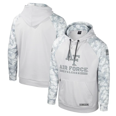 Men's Colosseum Gray Air Force Falcons OHT Military Appreciation Ice Raglan Pullover Hoodie