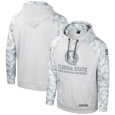 Men's Colosseum Gray Florida State Seminoles OHT Military Appreciation Ice Raglan Pullover Hoodie